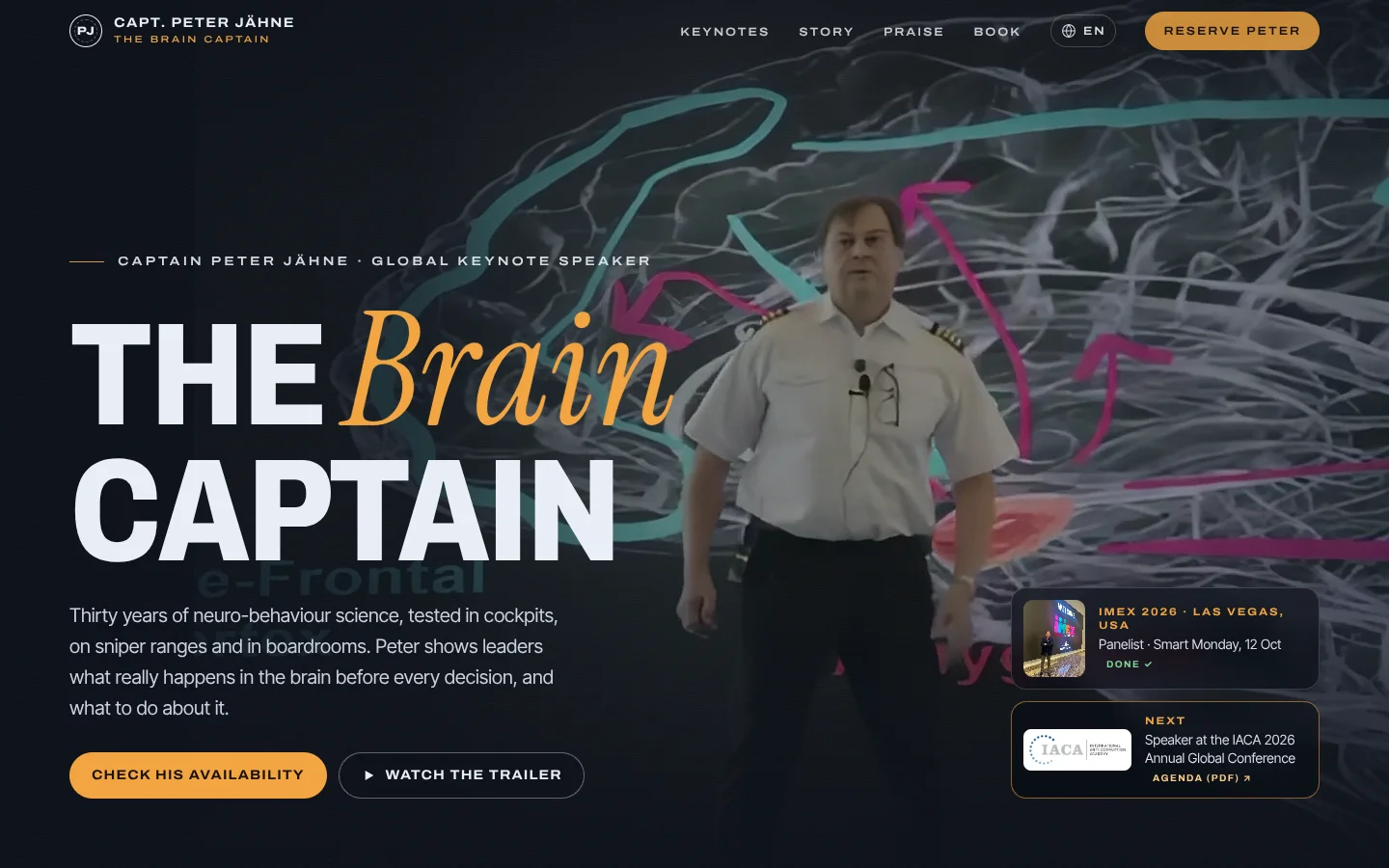 Captain Peter Jähne's website: The Brain Captain on stage, with his next events.